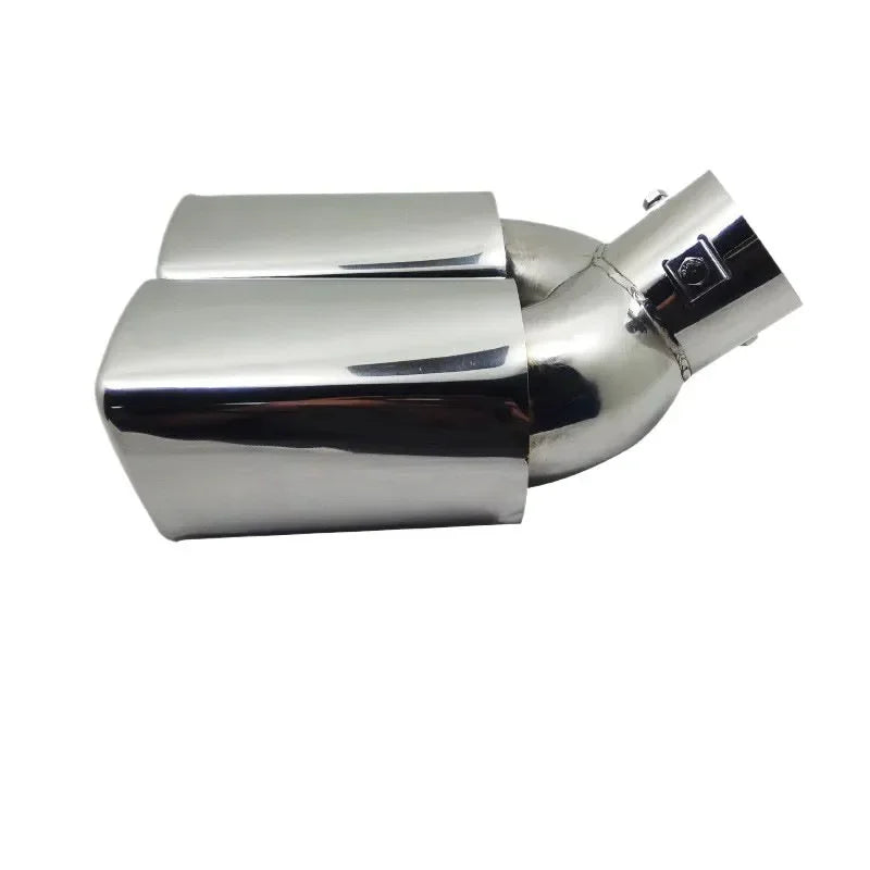 Embout d'Échappement Double Sortie Carrée Inox 58 mm