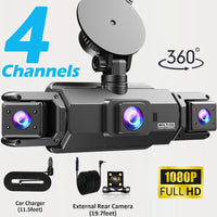 Dashcam 4 Canaux 4K WiFi Avant Arrière Intérieur