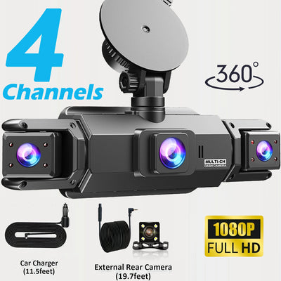 Dashcam 4 Canaux 4K WiFi Avant Arrière Intérieur