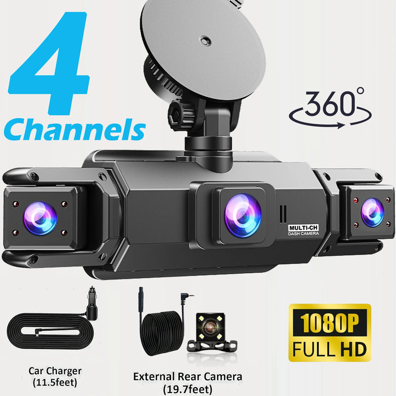 Dashcam 4 Canaux 4K WiFi Avant Arrière Intérieur