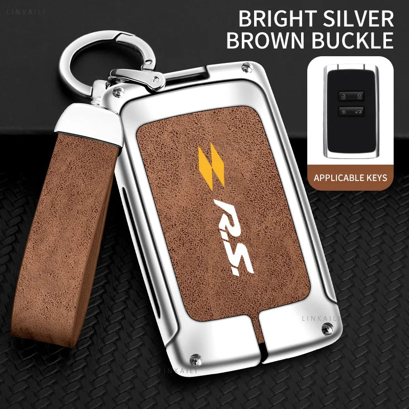 Coque de Clé Renault Carte 2 Touches Alliage de Zinc Suédine Lanière RS