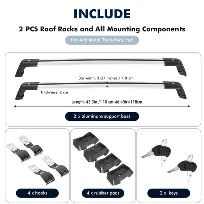 Barres de Toit Rétractables Aluminium 110cm Antivol