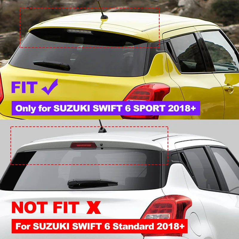 Aileron de Toit Suzuki Swift 6 Sport 2018+ Becquet Arrière de Coffre Noir Brillant ou Aspect Carbone