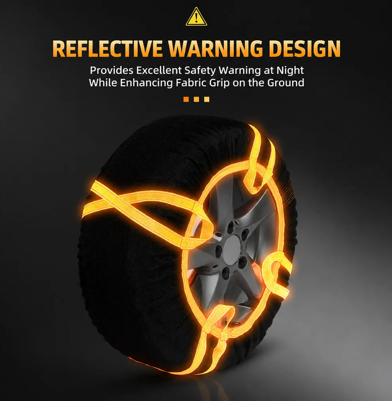 Chaussettes à Neige Voiture Antidérapantes Bandes Réfléchissantes et Boucles de Traction