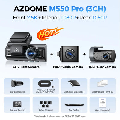 Dashcam AZDOME 4K Vision Nocturne Infrarouge GPS WiFi