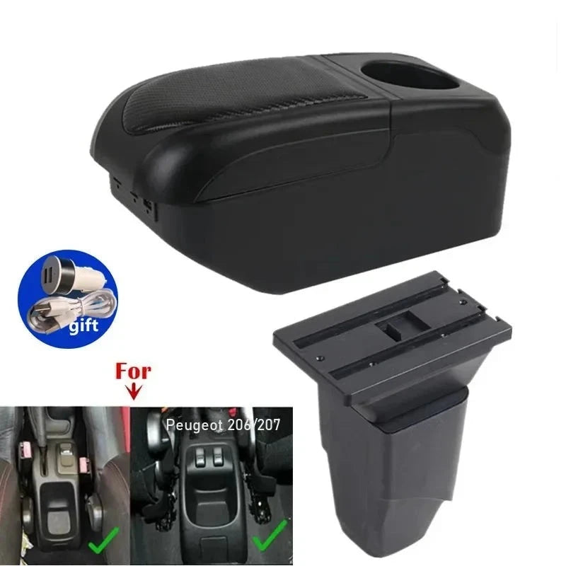 Mittelarmlehne Peugeot 206 und 206 CC mit USB-Ladegerät — Halterungsdetail