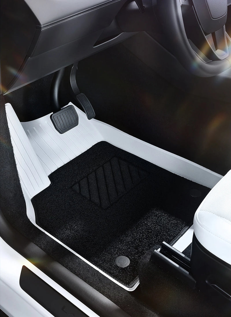 Tapis de Sol Tesla Model Y Juniper 2025-2026 TPE Blanc Moquette Noire