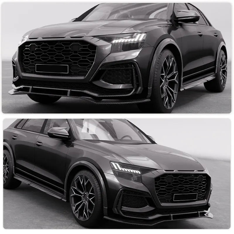 Cadre de Calandre en Carbone Audi RS Q8 RSQ8 2020-2023 Tissage Sergé 2x2 Noir Brillant