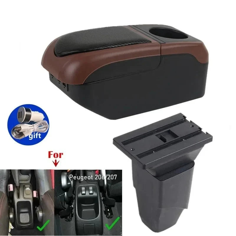 Mittelarmlehne Peugeot 206 und 206 CC mit USB-Ladegerät — Ansicht im Einsatz