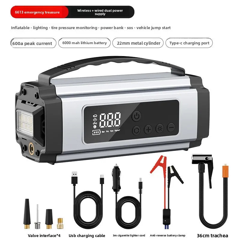 Booster de Batterie Voiture 12V avec Compresseur 150 PSI Écran Numérique