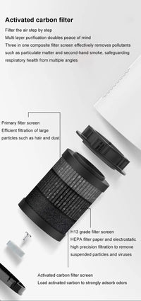 Purificateur d'Air Voiture Filtre HEPA Ions Négatifs