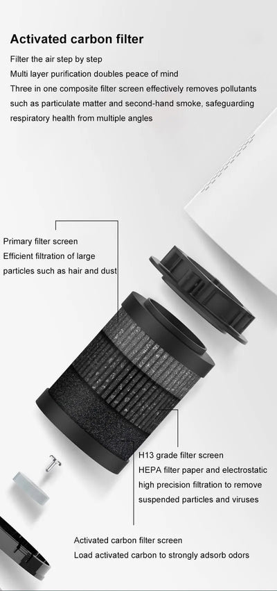 Purificateur d'Air Voiture Filtre HEPA Ions Négatifs