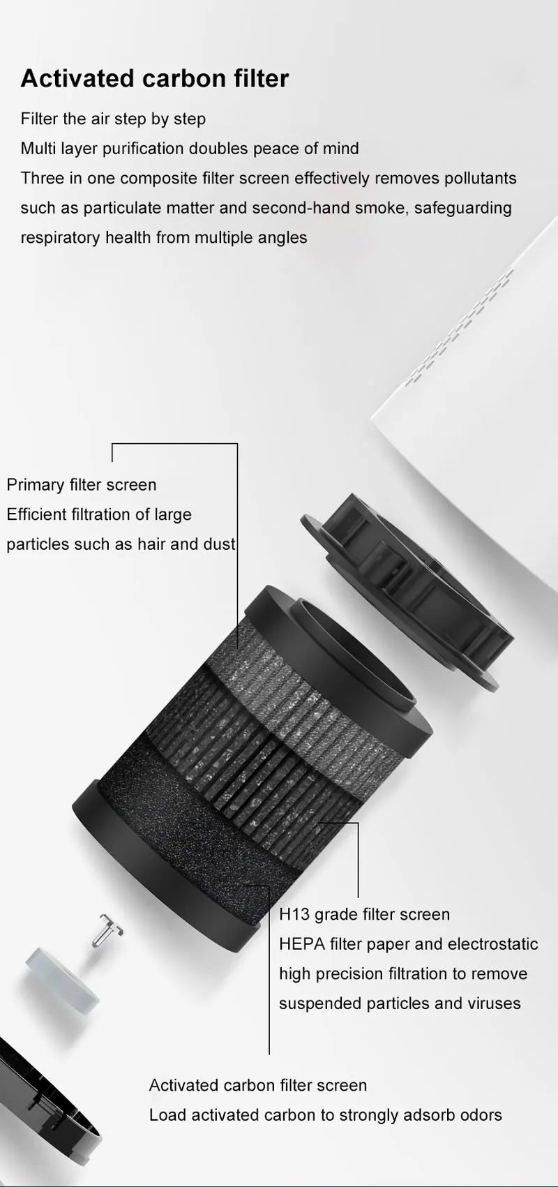 Purificateur d'Air Voiture Filtre HEPA Ions Négatifs