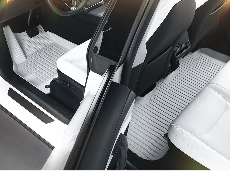 Tapis de Sol Tesla Model Y Juniper 2025-2026 TPE Blanc Moquette Noire
