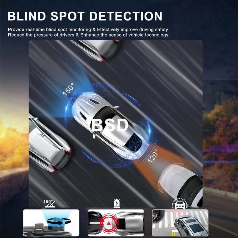 Dashcam Miroir Podofo 4K Écran Tactile 9,66 Pouces avec Caméra de Recul, Vision Nocturne et Surveillance 24 h
