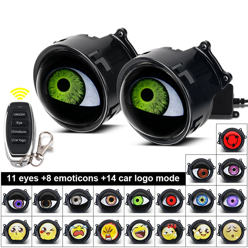 Phares LED Yeux de Diable 3 Pouces 33 Modes Télécommande