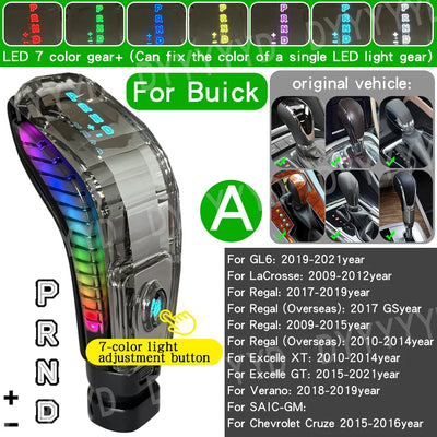 Pommeau de Vitesse LED Cristal 7 Couleurs Universel