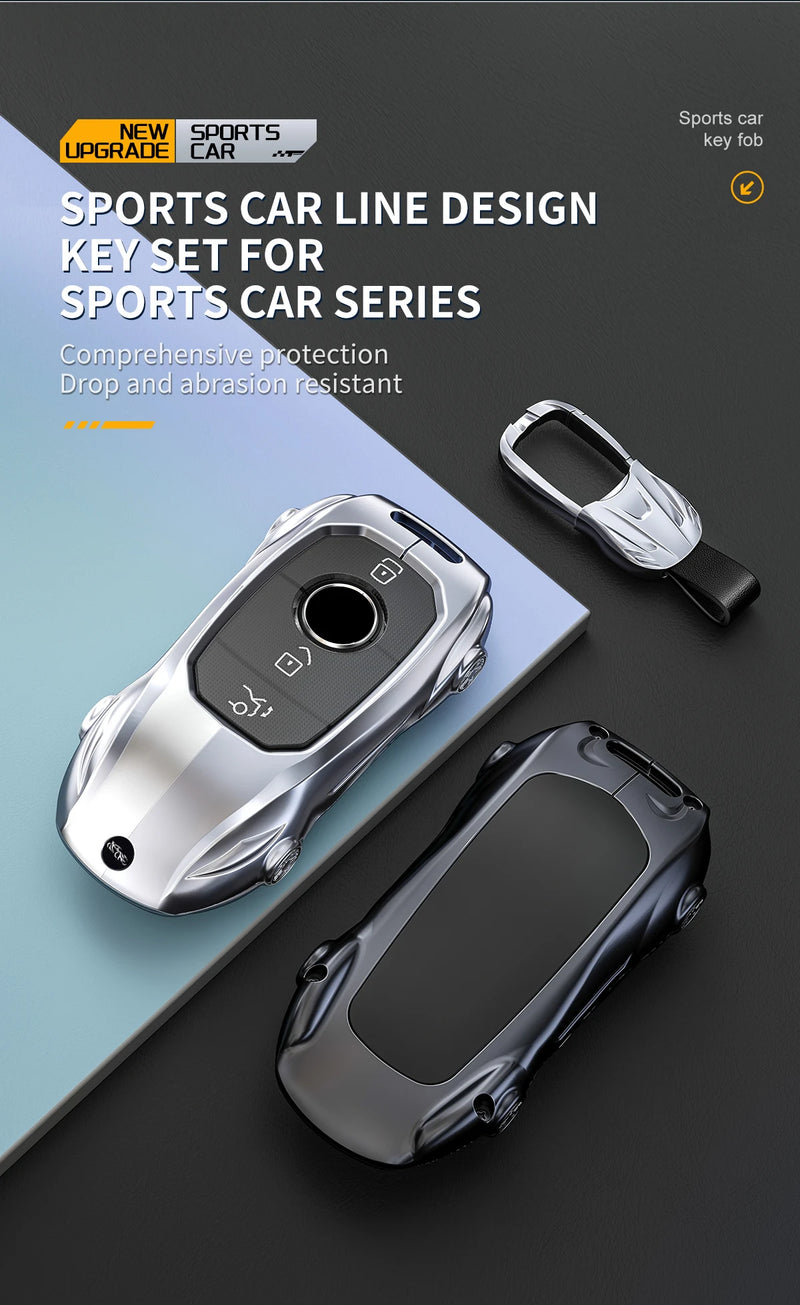 Coque de Protection Clé Mercedes Classe A B C E S W204 W205 W210 W212 W213 W176 W463 GLC GLB GLE AMG Alliage de Zinc Style Supercar