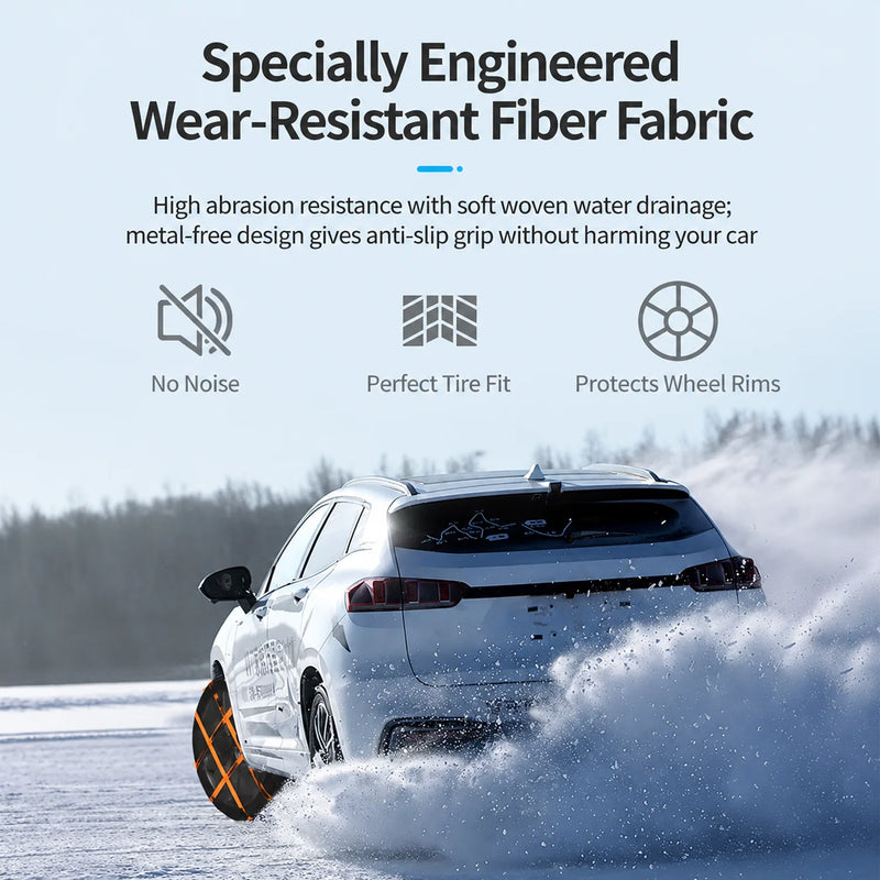 Chaussettes à Neige Voiture SUV Textile Universelles Sangles Orange