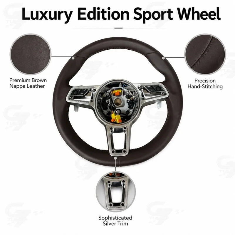 Lederlenkrad für Porsche 911 GT3 Carrera Turbo 718 Macan Cayenne Panamera 970 971 991 95B 958 982 981 9YA 997 987