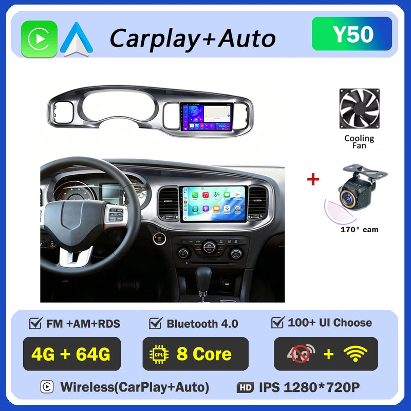 Autoradio Android Dodge Charger 2011-2014 Écran QLED 9 pouces CarPlay GPS Navigation