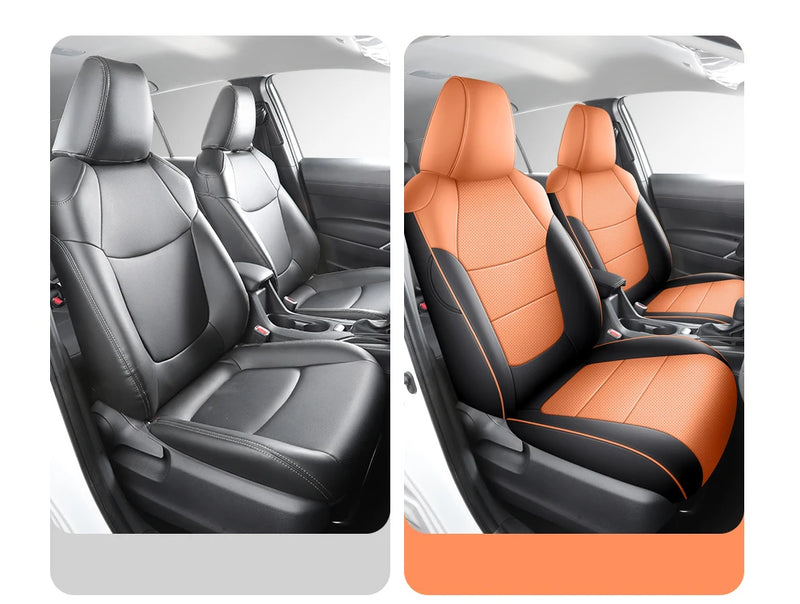 Housses de Siège Cuir Toyota RAV4 2020-2023 Sur Mesure 5 ou 9 Pièces Orange Vert Gris Noir