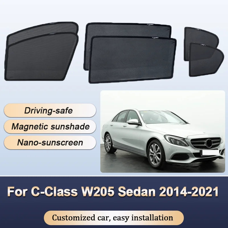 Pare-Soleil Magnétique Mercedes Classe C W205 Berline 2014-2021 Vitres Latérales et Lunette