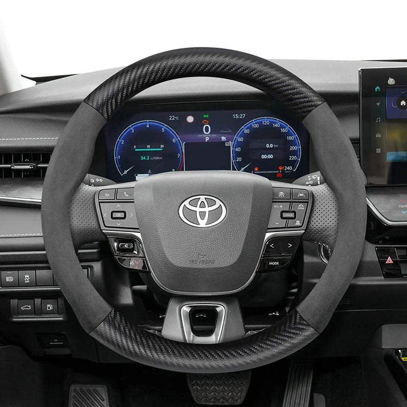 Couvre Volant Toyota Yaris, Corolla, C-HR, RAV4, Hilux, Aygo en Daim et Carbone, Tailles S, M et L