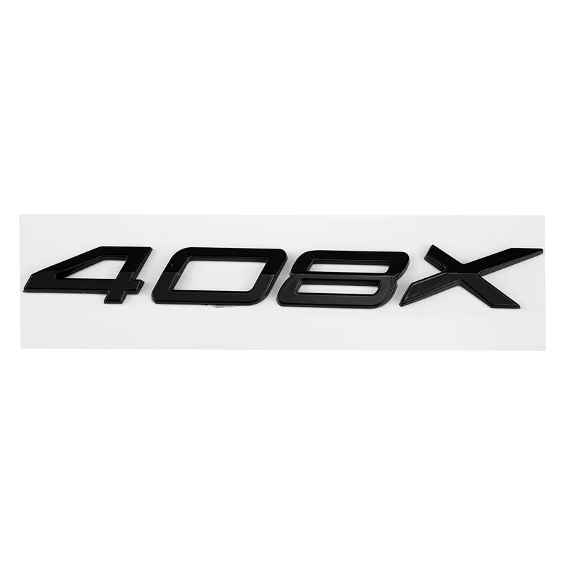 Logo Peugeot 208, 308, 408, 408X, 508 et 508L en ABS 3D, Emblème Lettres de Coffre Noir Brillant, Argent ou Gris