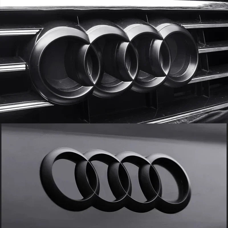 Emblème de Calandre Audi Quatre Anneaux Noir et Argent