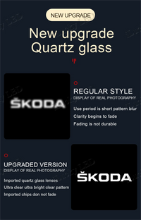 Projecteur Porte Skoda LED, Lentille Verre HD, Lot de 2 ou 4, Octavia Kodiaq Karoq Yeti VRS, 7 Motifs