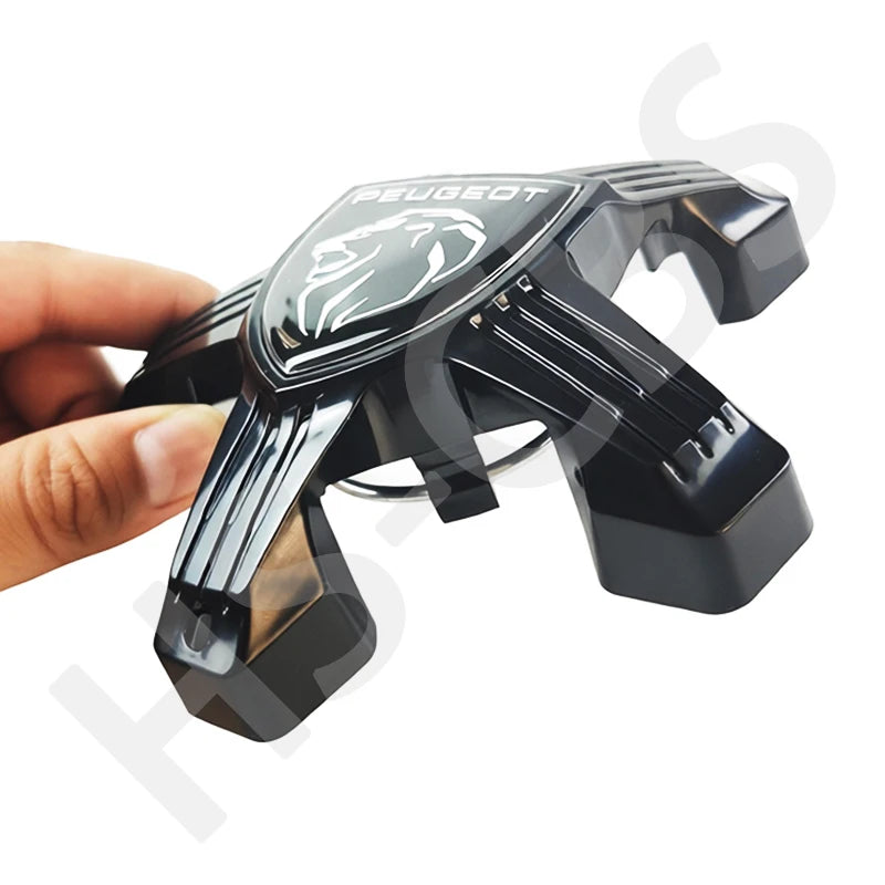 Cache-Moyeux Peugeot 5 Branches 3D, Noir, pour 3008, 4008, 5008, Références 98366785XK et YL022040XK