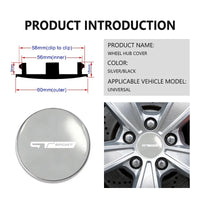 Cache-Moyeux GT Sport 56 ou 60 mm, Lot de 4, Noir ou Argent, pour Renault Clio, Twingo, Zoe, Mégane, Duster