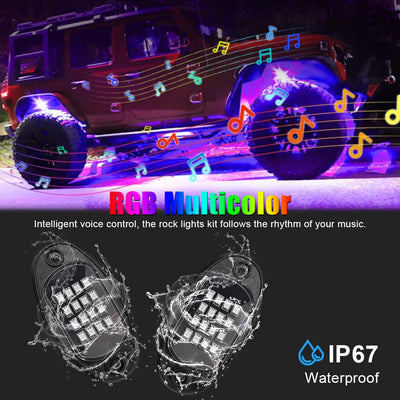 Éclairage d'Ambiance LED RGB Châssis Voiture Bluetooth