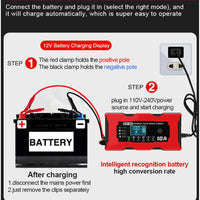 Chargeur de Batterie Voiture 12V 10A Intelligent LiFePO4 AGM Gel