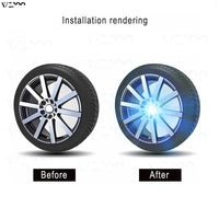 Cache-Moyeux LED Flottants Lumineux, Set de 4, Mercedes, BMW, Audi, VW, Toyota, Lexus, Hyundai, Sans Batterie
