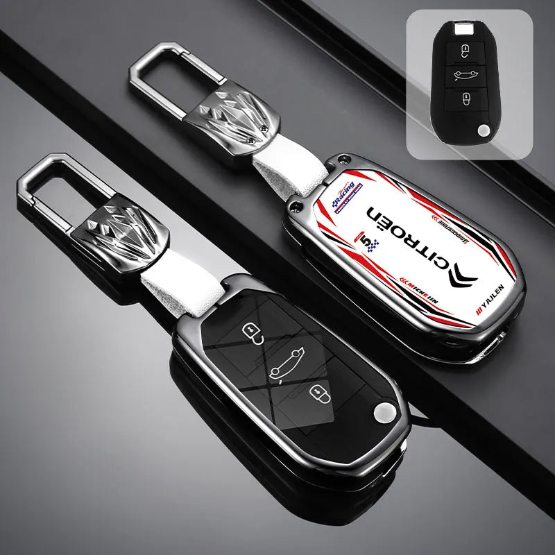 Étui de Protection Clé Citroën C3 C4 C5 Berlingo Picasso Alliage de Zinc Blanc ou Noir