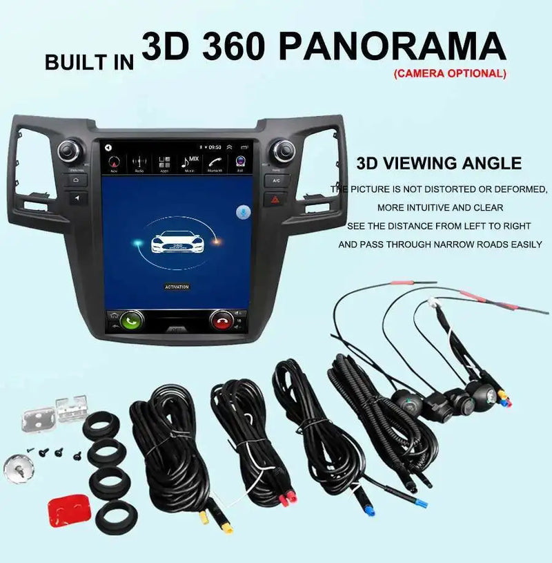 Autoradio Android 14 Écran Vertical Toyota Fortuner et Hilux 2005-2014 CarPlay GPS 4G