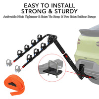 Porte-Vélos sur Attelage Pliable et Inclinable pour 2 ou 4 Vélos avec Stabilisateur Anti-Oscillation en Acier pour SUV et Camping-Car