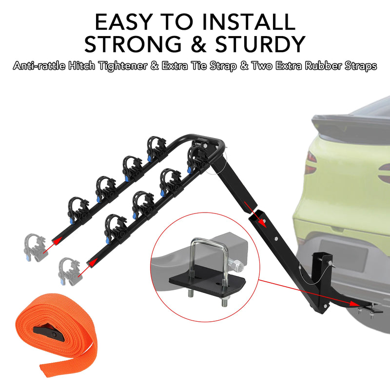 Porte-Vélos sur Attelage Pliable et Inclinable pour 2 ou 4 Vélos avec Stabilisateur Anti-Oscillation en Acier pour SUV et Camping-Car