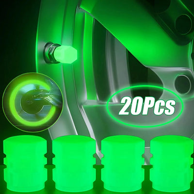 Bouchons de Valve Universels Lumineux Fluorescents 20 Pièces