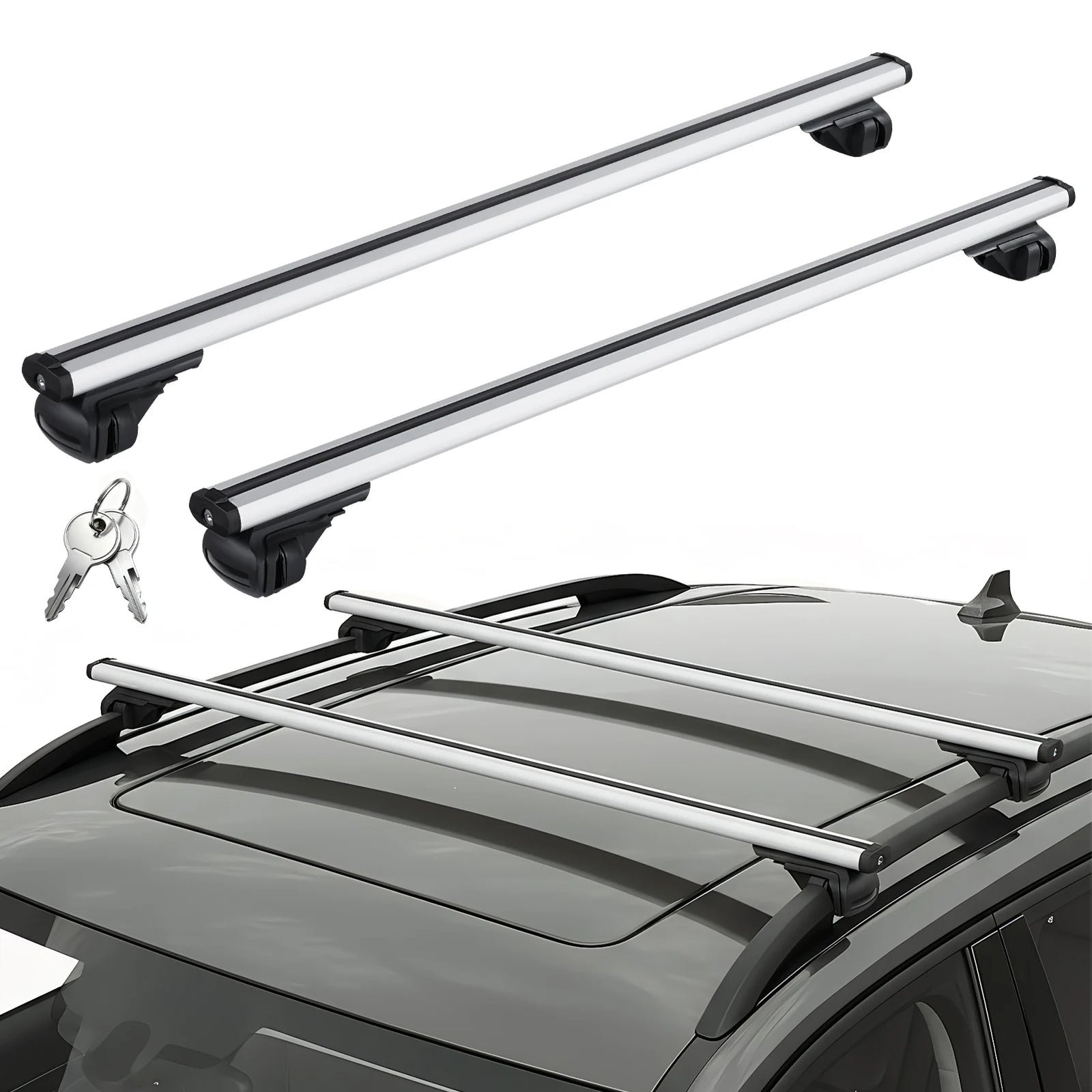 Barres de Toit Universelles Aluminium 120cm Verrouillables