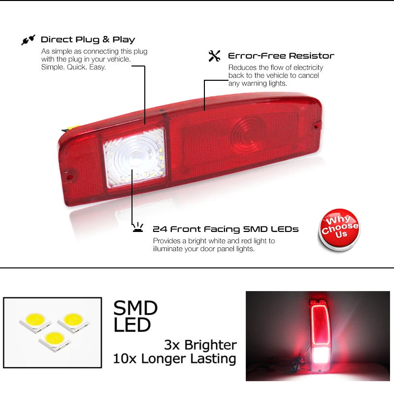Feux Arrière LED Ford Econoline F100 Bronco Fumé Rouge
