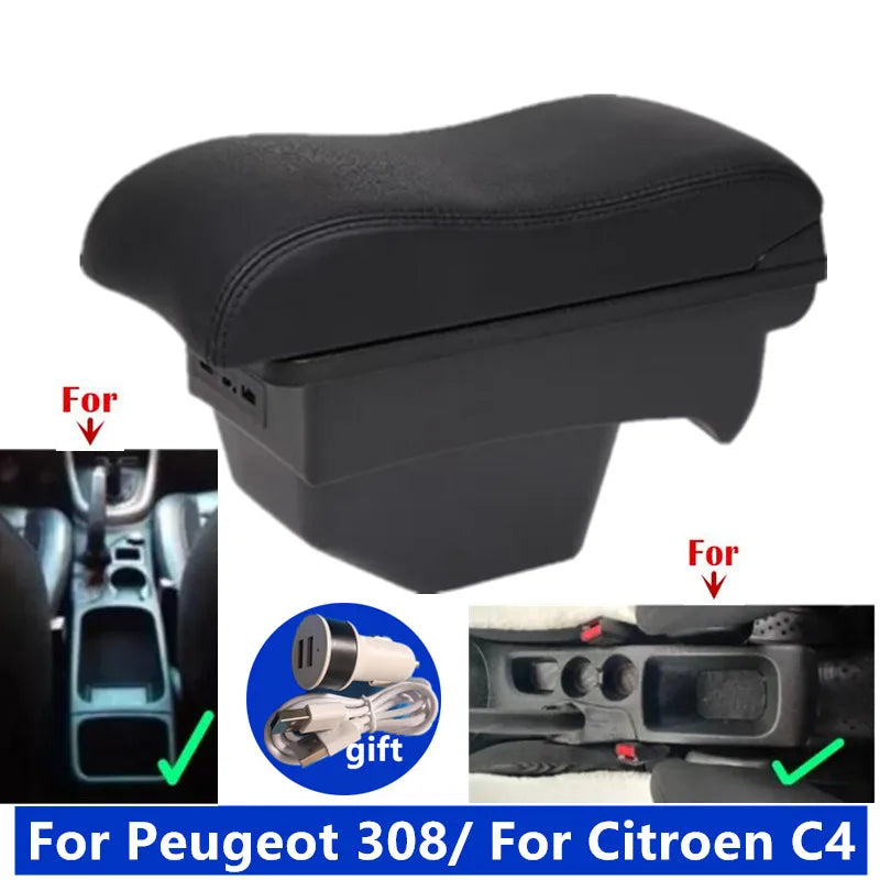 Accoudoir Peugeot 308 T7 SW 2008-2012 Citroën C4 2011 Cuir avec Rangement et Prise USB