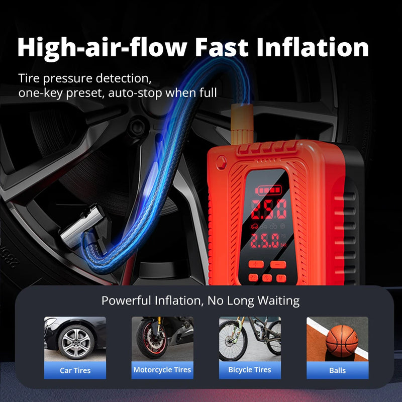 Booster de Batterie Voiture 5000A avec Compresseur 150 PSI Double Écran