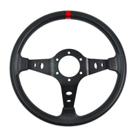 Volant Sport 350 mm Cuir PU Moyeu 6 Vis Plat Profond Universel