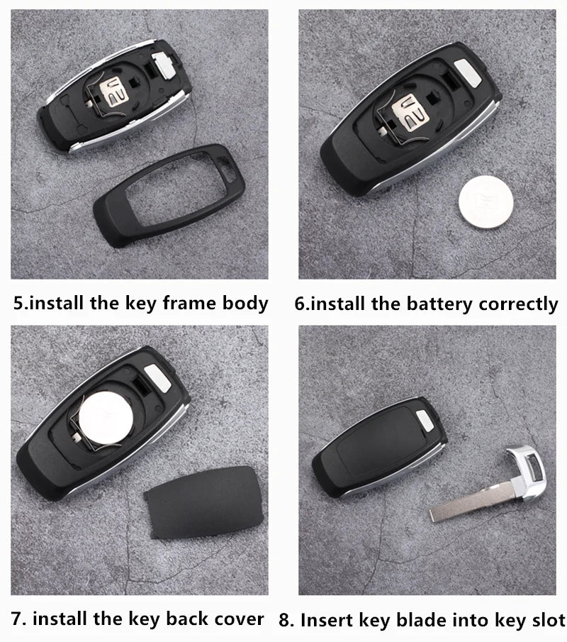 Coque de Clé Audi KEYECU Modifiée pour Télécommande Intelligente 3 Touches A1 A3 A4 A6 A8 Q2 Q3 Q5 Q7 TT RS3 RS5