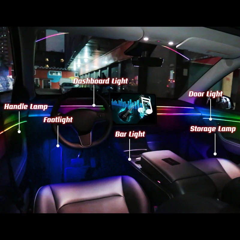 Bandes Acryliques Éclairage d'Ambiance RGB Voiture 110 cm