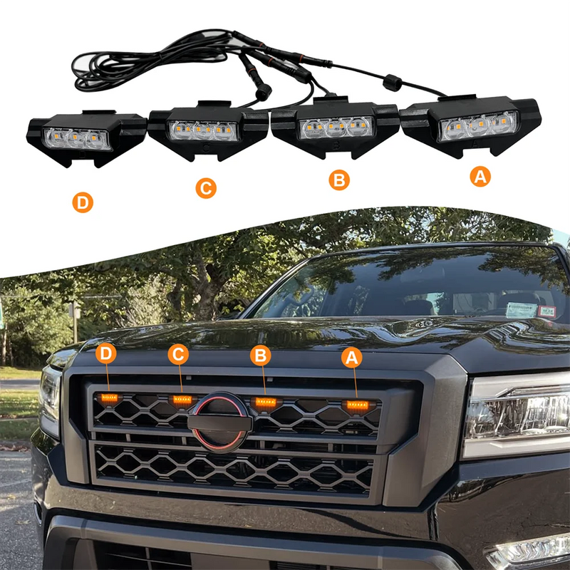 Feux de Calandre LED Nissan Frontier 2021-2024 Ambre 4 Pièces