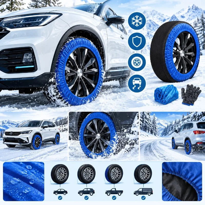 Chaussettes à Neige Voiture Bleues Antidérapantes Polyester SUV et Camionnette